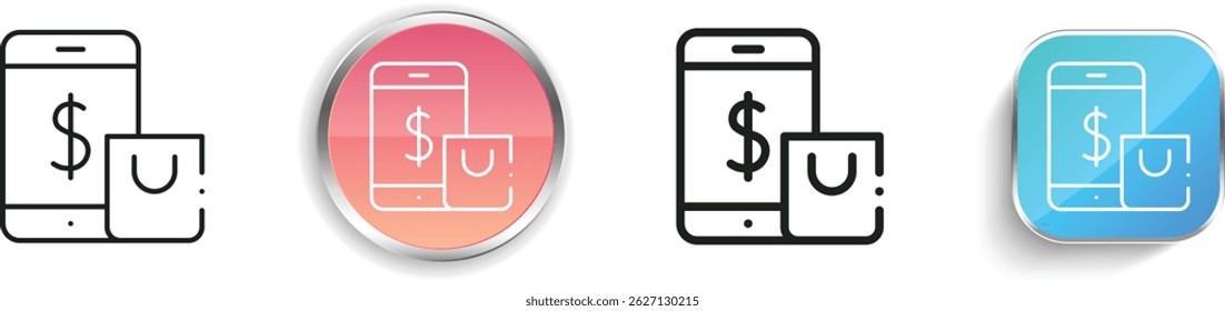 mobile payment icon. Thin Linear, Regular and Button Style Design Isolated On White Background