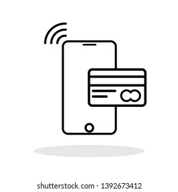 Mobile payment icon in trendy flat style. Mobile / Smartphone with bank card symbol for your web site design, logo, app, UI Vector EPS 10. 
