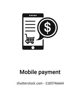Mobile payment icon vector isolated on white background, logo concept of Mobile payment sign on transparent background, filled black symbol