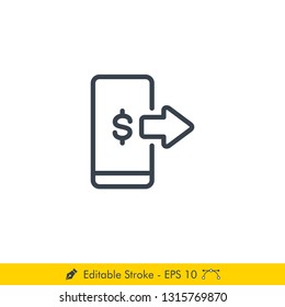 Mobile Payment Icon / Vector - In Line / Stroke Design