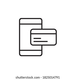 diseño de estilo de contorno vectorial de icono de pago móvil. aislado en fondo blanco