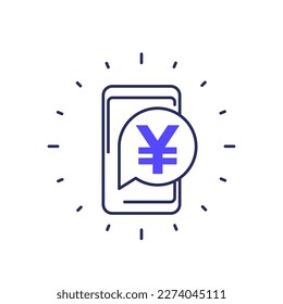 Icono de pago móvil con yuan