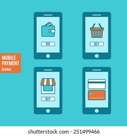 Mobile payment icons set