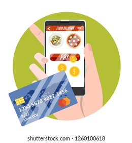 Mobile payment. Idea of a digital transaction through modern device. Electronic technology concept. Vector illustration in cartoon style
