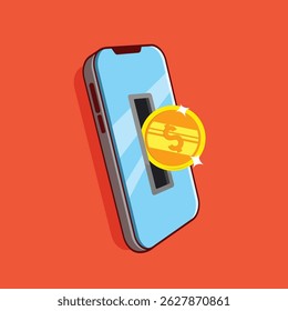 Mobile Payment Illustration with Dollar Coin