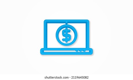 mobile payment internet banking, web pay 3d line flat icon. Realistic vector illustration. Pictogram isolated. Top view. Colorful transparent shadow design, fog, online, web, notebook, laptop