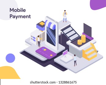 Mobile Payment Isometric Illustration. Modern flat design style for website and mobile website.Vector illustration