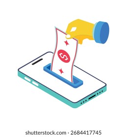 Mobile  Payment Isometric vector Illustration 