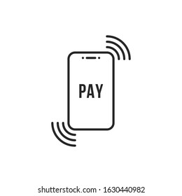 mobile payment like cashless linear icon. thin line trend modern black stroke ewallet logotype graphic art design isolated on white background. concept of purchase by credit card and contactless pay