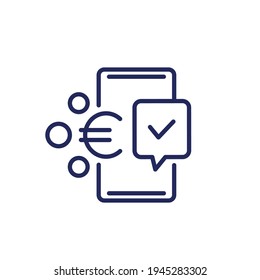 Mobile payment line icon with euro