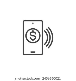 Icono de línea de pago móvil. signo de estilo lineal para concepto y Diseño web móvil. Smartphone con icono de Vector de esquema de pago en línea. Símbolo, ilustración del logotipo. Vector gráfico