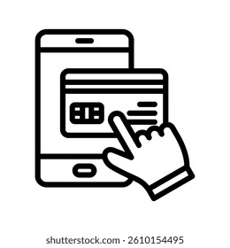 Mobile Payment Line Vector Illustration On White Background.