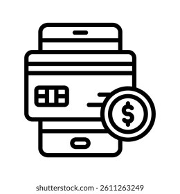 Mobile Payment Line Vector Illustration On White Background.
