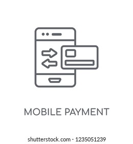 Mobile payment linear icon. Modern outline Mobile payment logo concept on white background from e-commerce and payment collection. Suitable for use on web apps, mobile apps and print media.