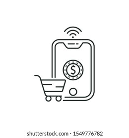 mobile payment - minimal line web icon. simple vector illustration. concept for infographic, website or app.