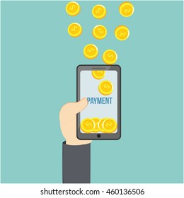 mobile payment money insert smartphone