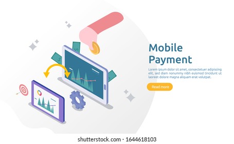 mobile payment or money transfer concept for E-commerce market shopping online illustration  
