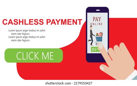 mobile payment or money transfer concept. E-commerce market shopping online illustration with tiny people character. template for web landing page, banner, presentation, social media, print media.
