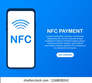 Mobile payment. NFC smart phone concept flat icon. Vector stock illustration.