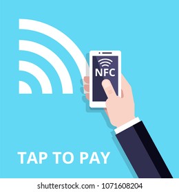 Mobile Payment with NFC technology. Near-field communication concept. Contactless payment vector flat Icon.