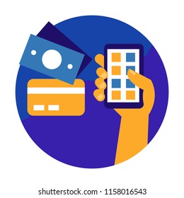 Mobile payment. Online Shopping and Online Banking concept. flat design vector illustration