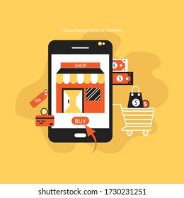 Mobile payment Online shopping and e-commerce concept