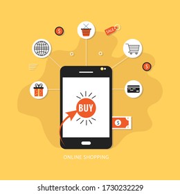 Mobile payment Online shopping and e-commerce concept
