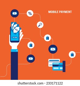 Mobile payment Online shopping and e-commerce concept 