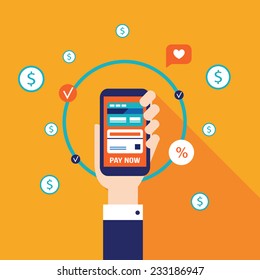 Mobile payment Online shopping and e-commerce concept 