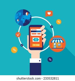 Mobile payment Online shopping and e-commerce concept 