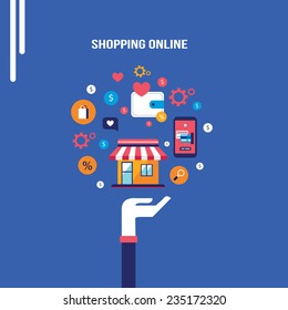 Mobile payment Online shopping and e-commerce concept