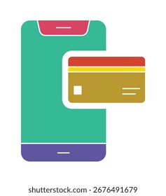Mobile Payment and Online Shopping Vector Icon with Smartphone and Credit Card