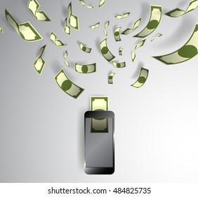 Mobile payment paper art style vector illustration