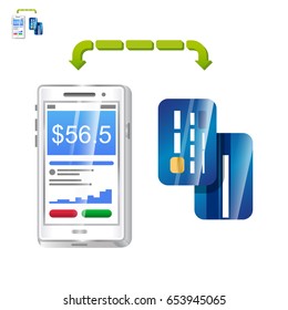Mobile payment with phone app and cards vector