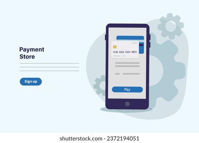 Mobile payment phone digital electronic card. Mobile payment icon smartphone card business currency modern money transaction.