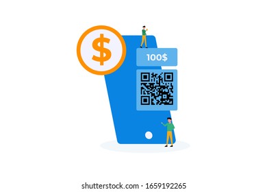 Mobile Payment QR Scan Code illustration concept for web landing page template, banner, flyer and presentation