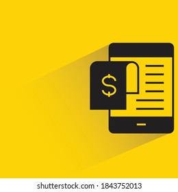 mobile payment and receipt for point of sale concept on yellow background