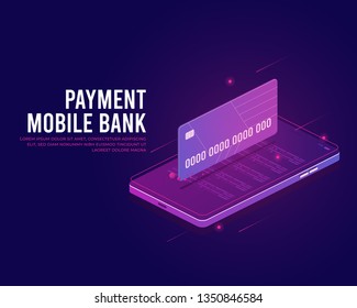 Mobile payment service. Online banking infographic concept. Landing web page vector design. Smartphone vector, phone symbol. Isometric great design. Digital marketing concept. 3d web. Online shop app