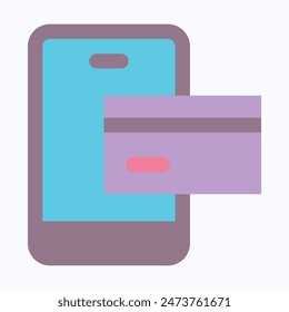 Mobile Payment Service Vector Icon, Flat Style Isolated Vector Icon.