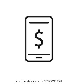 Mobile payment services, phone finances app, financial banking technology, vector line icon