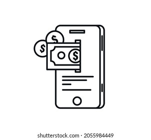 Servicios de pago móvil, aplicación de finanzas telefónicas, tecnología de banca financiera, icono vector.