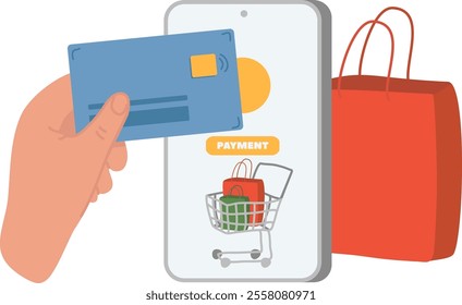 Mobile Payment Shopping Illustration Vector Illustration