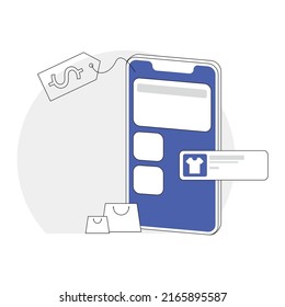 Ilustración de vectores de pago móvil y compras móviles.Icono