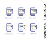 Mobile payment, smartphone application, medicine access, distant support and guidance, send a complaint, fill online form, electronic communication, e-government concept, provide public services