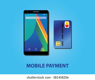 mobile payment with smartphone and credit card vector illustration