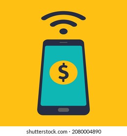 Mobile payment with smartphone flat design style graphic. Editable vector illustration EPS10