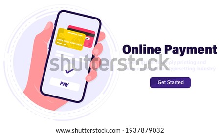 Mobile Payment. Smartphone with Online Payment. Credit card on screen phone. Online shopping. NFC payments. Banking, Finance app and e-payment. Pay by credit card via electronic wallet wirelessly