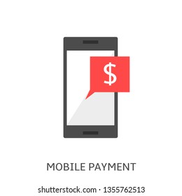 Mobile payment. Smartphone with red dollar sign message Vector illustration
