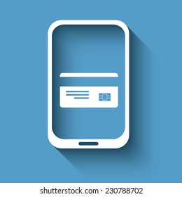 Mobile payment with smartphone sign in modern flat design. Advertisement for modern nfc technology. Eps10 vector illustration
