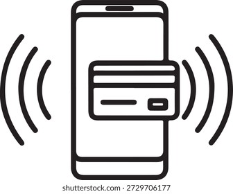 Solución de pago móvil con tarjeta de crédito y teléfono inteligente que ilustra transacciones sin contacto aisladas sobre fondo blanco, ilustración